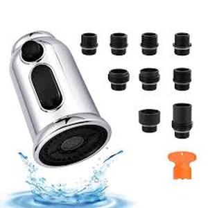 lot 12086 image: Chrome Pull-Down Kitchen Faucet Nozzle Set with Adapters