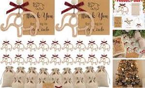 lot 12381 image: Thyle 24 Sets Friendship Elephant Ornaments Wooden Christmas Friendship Ornament with Story Cards Sisterhood Elephant Gifts for Women Tribe with Gift Bags for Xmas Best Friends Birthday Gifts(Cute)