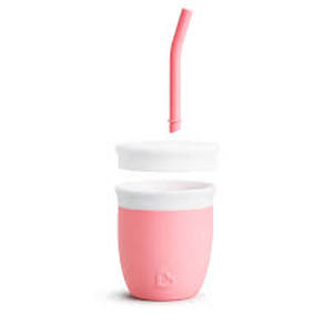 lot 12398 image: Munchkin Cest Silicone Training Cup with Straw - Pink 4oz