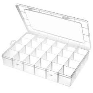 lot 14323 image: Clear Plastic Storage Organizer Box with Compartments