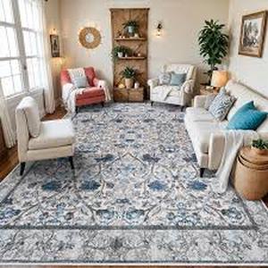 lot 19479 image: BYYVOO Area Rug 3x12 ft long Blue Rust