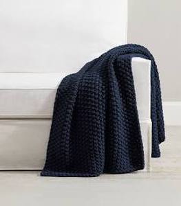 lot 19529 image: Battilo Navy Blue Knitted Throw 127x152cm