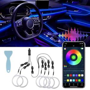 lot 2456 image: LivTee Smart LED Car Lights Interior with USB Port, LED Strip Fiber Optic Ambient Lighting Car, Wireless App Control, Sync to Music, Car Decorations Interior Accessories Gifts for Women Men, 6 in 1