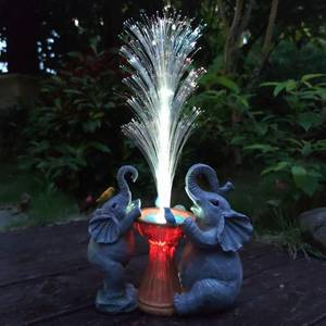 lot 2462 image: RCTTICUU Elephant Statue Solar Garden Decor,Resin Elephant Statue and Colour Changing Optical Fiber Solar Lights,Outdoor Decor for Balcony, Garden, Patio, Yard, Lawn, Gifts for Mom Grandma