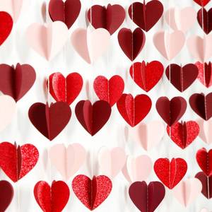 lot 2472 image: Valentines Day Pink Red Party-Decorations Heart-Garland - 39Ft 3D Burgundy Proposal Romantic Special Night Galentines Hanging Paper Streamers Banner,Engagement Wedding Baby Bridal Shower Decor Ouruola