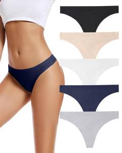 lot 2473 image: voenxe Seamless Women Underwear Thongs,No Show Ladies Thong,Invisible No Line Breathable Comfortable Panties Undies,Womens No Seam Soft Wide Gusset Tanga,Legging Underpants for Woman 5-Pack, Size small
