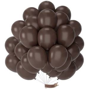 lot 2474 image: PartyWoo Dark Brown Balloons 50pcs 12 Inch Boho Coffee Neutral Fall Latex Helium Balloons for Bachelorette Baby Shower Anniversary Thanksgiving Birthday Autumn Theme Party Decorations Brown-F20