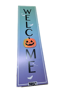 lot 3195 image: Halloween Welcome Sign with Pumpkin and Bats