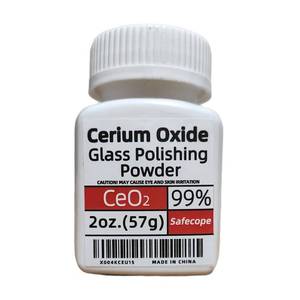 lot 4157 image: 2 Oz (57 g) 99percent Cerium Oxide Glass Polishing Powder (9-15 Microns) Can Remove All Minor Scratches from Glass, Clean Oil Films and Water Stains from Glass, and Restore Clarity and Transparency.