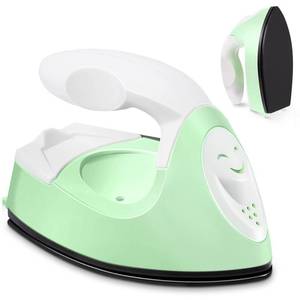 lot 4166 image: Honoson Mini Craft Iron Mini Heat Press Small Iron 3.93 x 2.36 x 2.76 in Portable Handy Tiny Flatiron with Charging Base Accessory for Fuse Bead Patch DIY Heat Transfer Vinyl(Light Green)