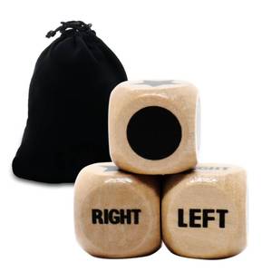 lot 4178 image: Buffsiss Left Right Center Game Dice 16mm Wooden Dice with Drawstring Bag,Standard Size 6 Sided for Left Right Center Game Dice Accessorie,Easy to Store and Carry (Upgraded 3 Pcs dice)
