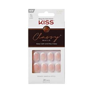 lot 4214 image: KISS Classy, Press On Nails, Nail glue included, ftExclusive Onlyft, White, Short Size, Oval Shape, Includes 28 Nails, 2g glue, 1 Manicure Stick, 1 Mini File
