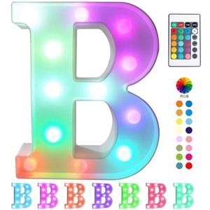 lot 4221 image: Pooqla Colorful LED Marquee Letter Lights with Remote � Light Up Marquee Signs � Party Bar Letters with Lights Decorations for The Home - Multicolor B