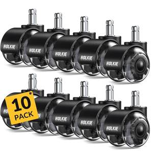 lot 4227 image: HOLKIE Office Chair Wheels 11x22mm Universal Fit Casters 2 Inch Replacement Black 10 Pack Dual Rubber Smooth Quiet Rolling Casters for Hardwood Floors Carpet Computer Gaming Desk Wheels