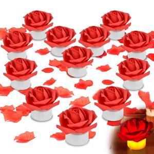 lot 4231 image: BLOCE 1000pcs Rose Petals and Candles Set, 12Pcs Heart Battery Tea Lights, Red LED Tealight Candles, Romantic Decorations Special Night