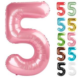 lot 4245 image: Pearlescent Pink Number 5 Balloon 40 Inch, 5 Balloon Number, 5th Birthday Decorations, Pearlescent Pink Party Supplies for Boys Girls