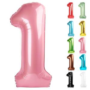 lot 4249 image: Pearlescent Pink Number 1 Balloon for First Birthday 40 Inch, 1st One Number Balloons Birthday Decorations for Girl Boy Toddler Baby
