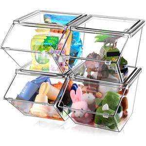 lot 4267 image: Yerliker 4 Pcs Clear Plastic Storage Bins with Lids Large Stackable Pantry Storage Organizer Bins Kitchen Organization Cabinet Organizers Ideal Containers for Fridge, Kitchen, Cabinets (Clear)