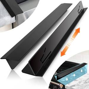lot 4271 image: 2PCS Kitchen Stove Counter Gap Covers, Stainless Steel Stove Gap Guard, Cooktop Trim Kit, Stove Gap Guards, Oven Gap Filler, Heat Resistant and Effectively Protect Stove Gap Filler(13.8-27.5in Black)in