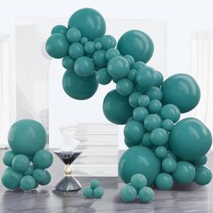 lot 4285 image: PartyWoo Slate Blue Balloons 100 pcs Different Sizes of 18 12 10 5 Inch Dusty Blue Green Boho Dark Teal Balloon Arch Kit Garland for Graduation Baby Shower Birthday Party Decorations Blue-F22
