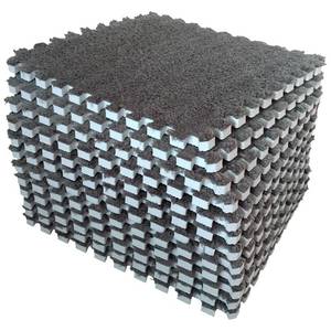 lot 5918 image: A12 pcs Shaggy Soft EVA Foam Interlocking Carpet Fluffy Rugs Protective Floor Tiles Sport Play mats for Home Parlor, Bedroom, Children Kids Room (Grey)