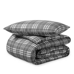 lot 5928 image: Bare Home Flannel Duvet Cover Set - Extra Long - 100percent Cotton, Velvety Soft Heavyweight Premium Flannel, Double Brushed - Includes Sham Pillow Covers (TwinTwin XL, Stirling Plaid - GreyWhite)