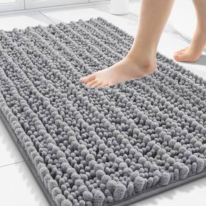 lot 5931 image: Smiry Bathroom Rugs Mat 30x20, Extra Soft Absorbent Chenille Bath Rugs, Non Slip Rubber Backing Machine Washable Quick Dry Bath Mats for Bathroom Floor, Tub, Shower, Home Decor Accessories, Grey