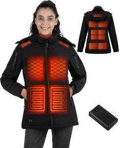 lot 5956 image: GISAEV Heated Jacket for Women with 7.4V 16000Ah attery Pack, Winter Outdoor Soft Shell Electric Heating Coat with Detachable Hood (Large)