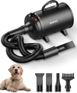lot 5957 image: EGFKI Dog Dryer, 5.2HP 3800W Pet Grooming High Velocity Force Blower with 4 Nozzles, Adjustable Speed and Temperature Dog Hair Dryers for Grooming