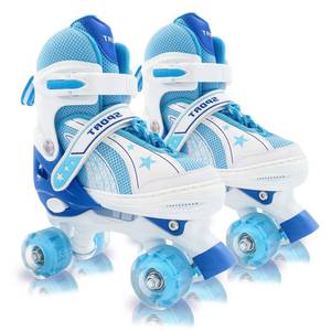 lot 5959 image: Adjustable Kids Roller Skates for Girls and Boys Ages 3-5 5-8 8-12, All 8 Wheels of Girlfts Skates Shine, Safe and Fun Illuminating for Outdoor Indoor Sports (Sky Blue, Small-Little Kid (10C-13C))