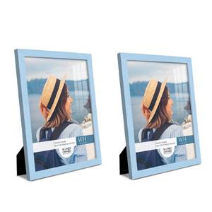 lot 6258 image: Renditions Gallery 11x14 inch Picture Frame Set of 2 High-end Modern Style, Made of Solid Wood and High Definition Glass Ready for Wall and Tabletop Photo Display, Blue Frame