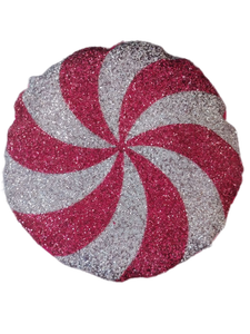 lot 6260 image: Sparkleen Home 16-inch Glitter Peppermint Decorative Pillow