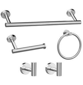 lot 6265 image: A5-Pieces Brushed Nickel Bathroom Accessories Set, Stainless Steel Bathroom Hardware Set, Bath Towel Bar Set, Towel Racks for Bathroom Wall Mounted.