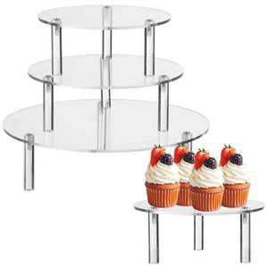 lot 6276 image: yeesport 3 Pcs Acrylic Riser Set, Clear Round Display Stands for Cake, Dessert, Afternoon Tea, Displaying Cosmetics, Jewelry, Toy Figures, Multiple Sizes, Stackable Design