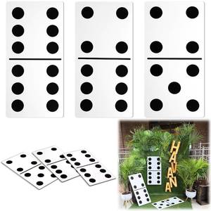 lot 6277 image: Spiareal 3 Pcs Large Domino Paper Board Puerto Rico Domino Party Decoration 8ft x 15ft Havana Nights Casino Party Theme Game Prom Night Birthday Wedding(Classic White,High Dominoes)
