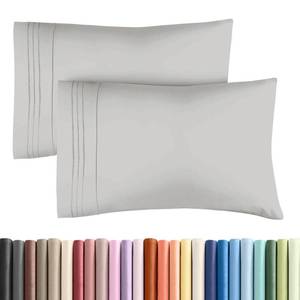 lot 6278 image: King Pillow Cases Set of 2 - Ultra Soft Hotel Quality Pillowcase Covers - Comfy, Cozy and Wrinkle Free - Shrink, Stain and Fade Resistant - Machine Washable Pillow Protectors - 2 Piece Set - French Grey
