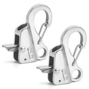 lot 6282 image: Xxamz 2 Pack Sliver Stainless Steel Adjustable Line Length Sliding Rope Hook Boat Yacht Quick Release Clip Boat Bumper for Boat Docking
