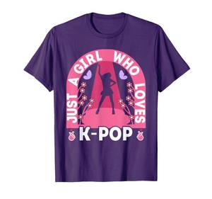 lot 6291 image: Just A Girl Who Loves K-Pop Outfit Korean Music Girls K-Pop T-Shirt size kids 6 color black