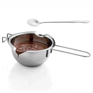 lot 6292 image: ZENSEWEN Double Boiler Pot SUS304 Stainless Steel Melting Bowl, 400ML13oz for Chocolate Candy Cheese Butter Wax Soap Making, with 8inch Long Handle Spoon