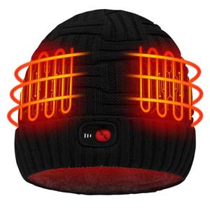 lot 6310 image: SVPRO Electric Heated Beanie for Men and Women, 7.4V Rechargeable Battery Powered Skull Cap, 3 Heating Levels Winter Warm Knit Hat, Machine Washable Black