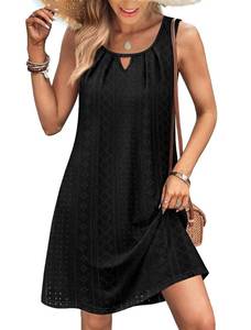 lot 6311 image: RUMIA Swim Cover Up for Women Sleeveless with Pockets Beach Dresses Black M
