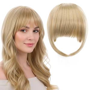 lot 6330 image: YBEATY Clip in Bangs Ash Blonde Clip in Fake Bangs with Temples Hairpieces Wispy Bang Synthetic French Bang Hair Clips AirBangs Hairpieces for Women Natural Curved Hair Extensions Daily Wear