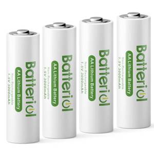 lot 6336 image: Batteriol Lithium Batteries AA, Double A Batteries 3000mAh 1.5V Long Lasting for Blink Camera, Flashlight, Video Doorbell, Clocks, Remote Control, Non-Rechargeable (AA 4 Pack)