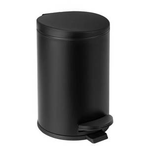 lot 7831 image: TIPGO 1.2 Gallon Small Black Trash Can, 4.5 Liters Bathroom Garbage Can with lid, Mini Step Trash Bin, Stainless Steel Wastebasket for Bathroom, Bedroom, Office (Matte Black)