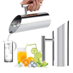 lot 7843 image: 33oz1L Stainless Steel Water Pitcher with Spout Guard, Food Grade Modern Metal Water Jug - HotCold Drink - Heat Insulation Handle Ice Guard Water Pot for IcedHot Tea, Fruit Tea, Coffee, Milk