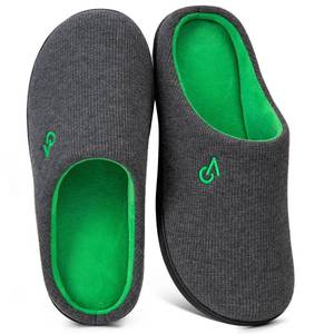 lot 7844 image: VeraCosy Menfts Two-Tone Memory Foam House Slippers Indoor Outdoor Durable Rubber Sole (Green,10.5 US)