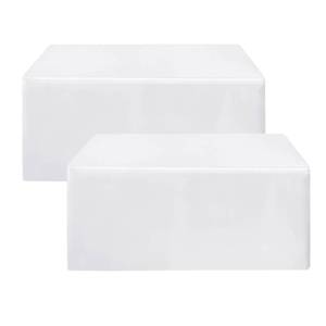 lot 7849 image: HolidayIdeas 2 Pack Fitted Tableclothes - 60 x 30 Inch - White Rectangle Tablecloths for 5 Foot Tables, Fabric Table Cover Protector for Parties, Holiday Dinner, Wedding, Trade Show