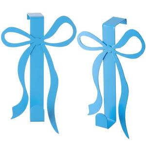 lot 7872 image: Chunful 2 Pack Bow Over The Door Hook, Metal Strong Door Hanger Hook Coquette Room Decor Bow Accessories for Cabinet Living Room Bathroom Bedroom Kitchen Hanging Clothes Towels Hats Coats Bags(Blue)
