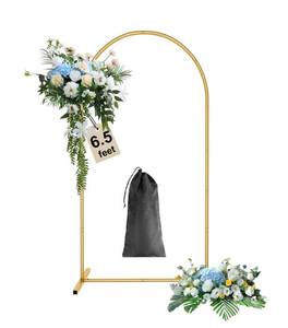 lot 7875 image: Wingedbird 6.5ft Gold Door Arch Frame Metal Wedding Flower Arch Balloon Backdrop Stand with Storage Bag, Easy to Assemble for Bridal Baby Showers, Ceremony, and Birthday Party Decoration