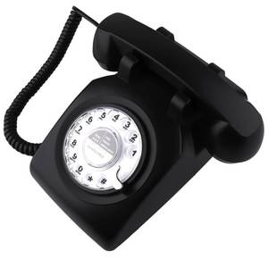 lot 7888 image: SIXDEFLY Retro Telephone, Classic Landline Telephone Vintage Old Fashioned Corded Telephone with Redial Function,for Home and Office Decor, Black